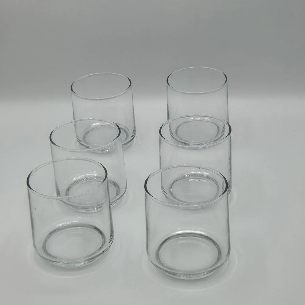 Set of 6 Clear Glass Rocks Tumblers Minimalist  Lowball Glasses 3